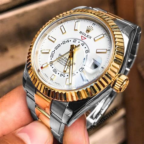 rolex sky dweller two tone roman numeral